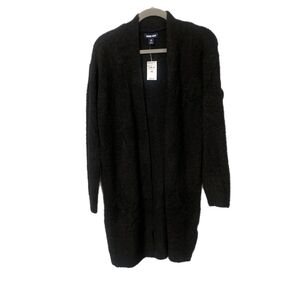 Lands' End Women's Black Open-Front Long Cardigan Sweater XS, S, M, NWT